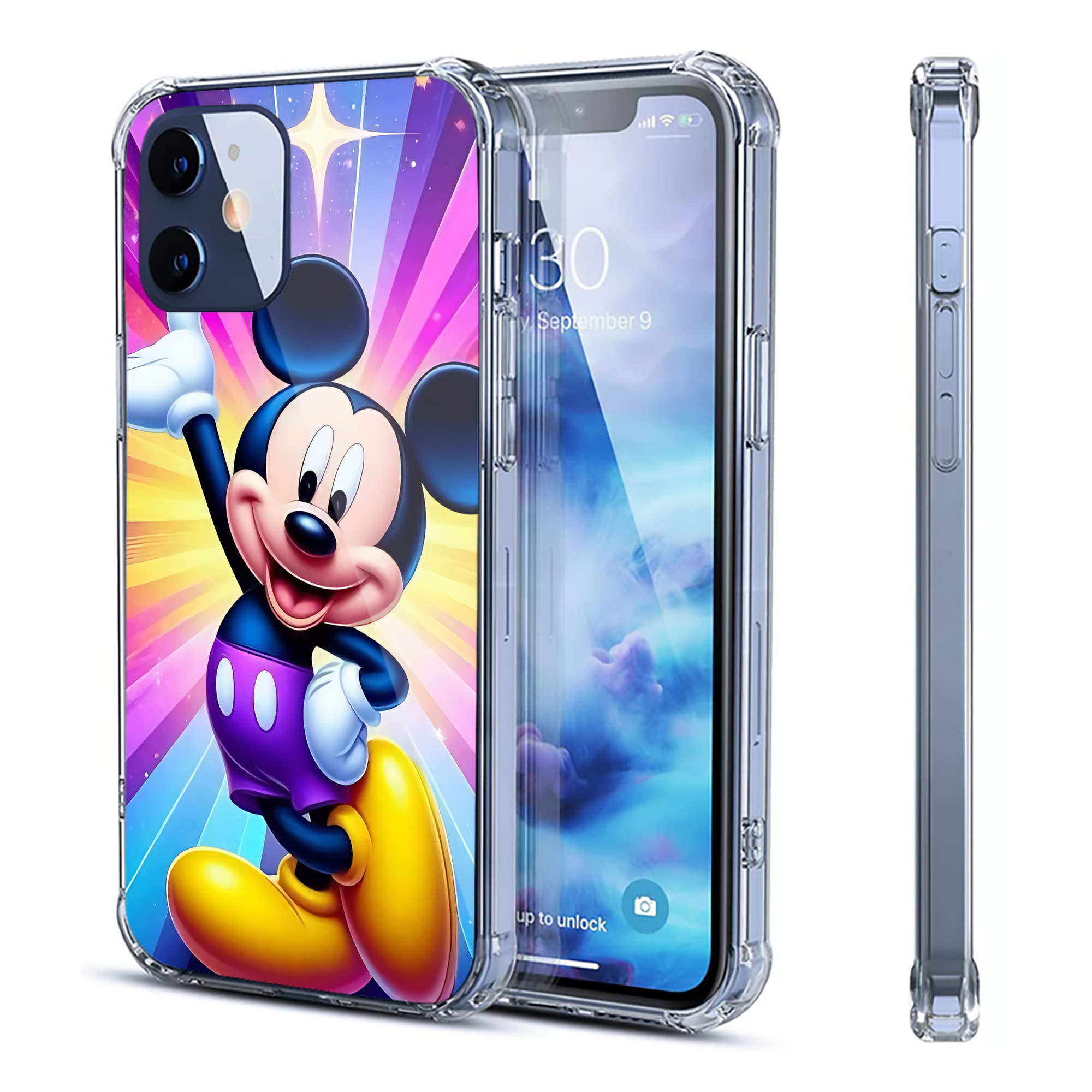 （画像用） ミッキーマウス Mickey Mouse 【iPhone 12シリーズ対応】透明スマホケース（クリアソフトケース）